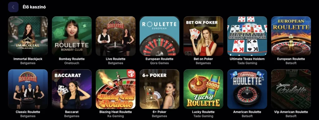 Élő kaszinó az NV Casino